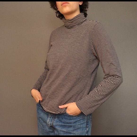 Striped Gray Turtleneck Shirt - Picture 2 of 3
